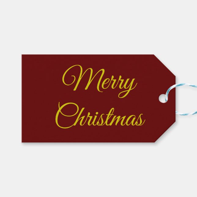 Etiqueta Para Presente Elegante Maroon e Dourado (Frente (horizontal))