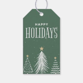 Etiqueta Para Presente Elegante Moderno Verde Poeirento Felizes Festas