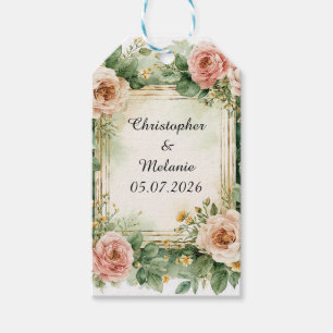 Etiqueta Para Presente Elegante Moldura Floral em Aquarela