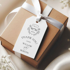 Etiqueta Para Presente Elegante Monograma Vintage de Agradecimento de Cas