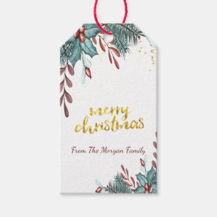 Etiqueta Para Presente Elegante Natal, Azevinho