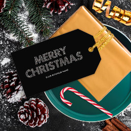 Etiqueta Para Presente Elegante Natal Feliz Empresarial Preto e Branco
