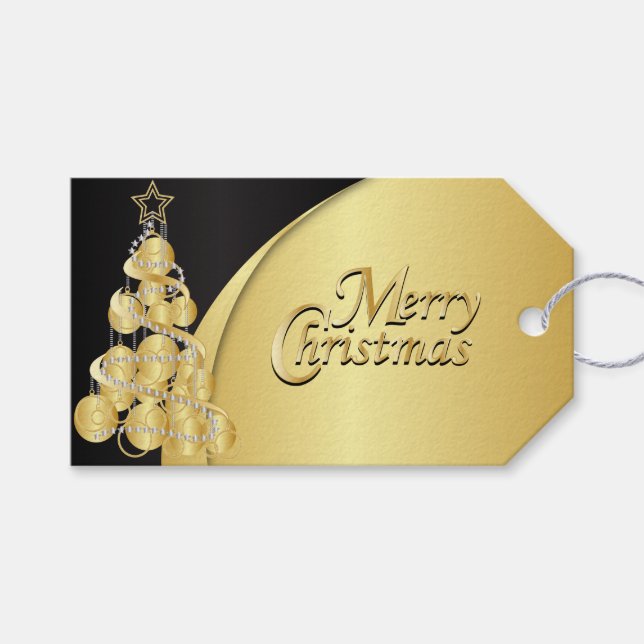 Etiqueta Para Presente Elegante Negro e Dourado Natal (Frente (horizontal))