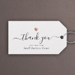 Etiqueta Para Presente Elegante Obrigado a você, moderno script, Rosa Dou<br><div class="desc">Este moderno obrigado de coração rosa de ouro de chic que você usa como etiqueta de presente apresenta caligrafia de script com letra manuscrita ao lado do seu nome de pequena empresa na elegante serifpografia. Espaço para mensagem adicional no verso. Esta é a versão horizontal em preto e branco.</div>
