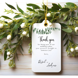 Etiqueta Para Presente Elegante obrigado de Casamento Eucalyptus Minimali