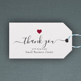 Etiqueta Para Presente Elegante Obrigado Moderno Script Red Heart Busines