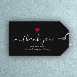 Etiqueta Para Presente Elegante Obrigado Moderno Script Red Heart Busines