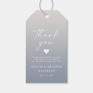 Etiqueta Para Presente Elegante Ombre Dusty Blue & Ivory Wedning Obrigado