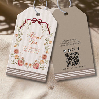 Etiqueta Para Presente Elegante Outono Floral Agradecimento Pelo Pedido