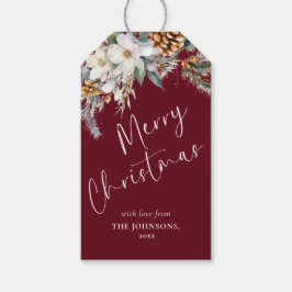 Etiqueta Para Presente Elegante Pine Tree Greenery | Natal Vermelho