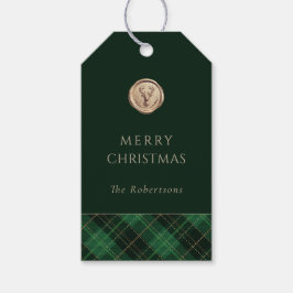 Etiqueta Para Presente Elegante Plaid Verde Natal Personalizado