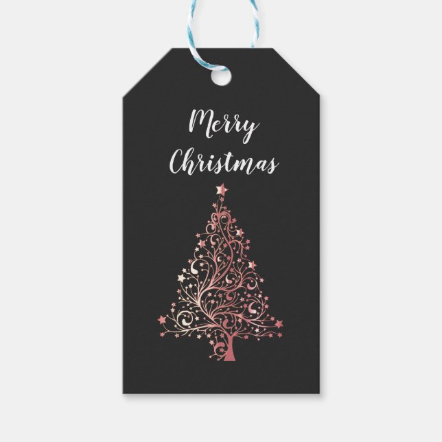 Etiqueta Para Presente elegante rosa de Natal feliz (Frente)