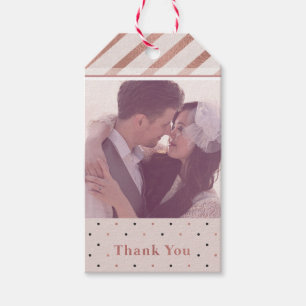Etiqueta Para Presente Elegante Rosa Dourado Foto Personalizada Obrigado