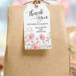 Etiqueta Para Presente Elegante Rosa Floral Sexagésimo 60º Aniversário Ob