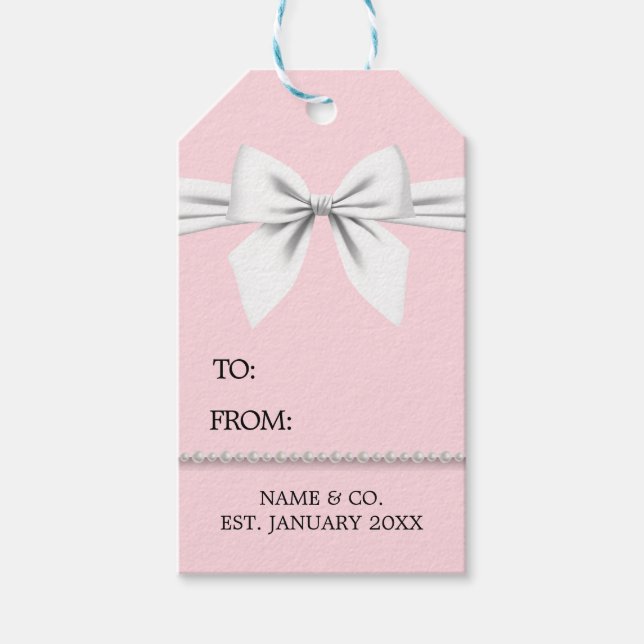 Etiqueta Para Presente Elegante Rosa Glam Tiffany Elegante Obrigado Hospe (Frente)