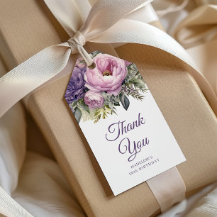 Etiqueta Para Presente Elegante Rosa Roxo Floral 50º Aniversário