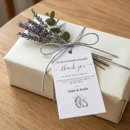 Etiqueta Para Presente Elegante Roteiro de Casamento Obrigado com Anéis