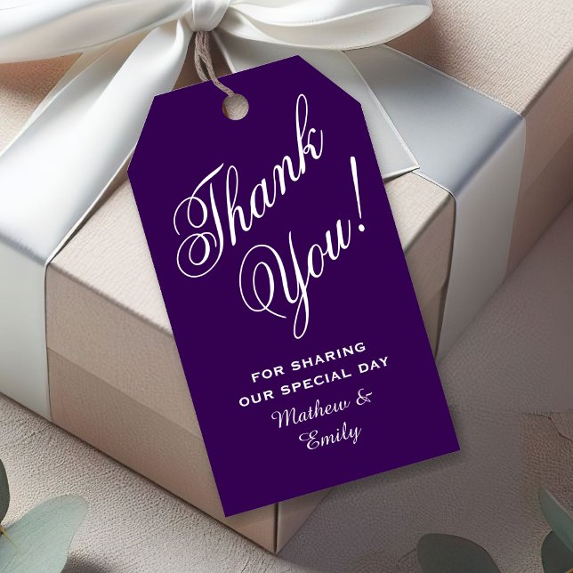Etiqueta Para Presente Elegante Roxo, Obrigado Favor De Casamento (Criador carregado)