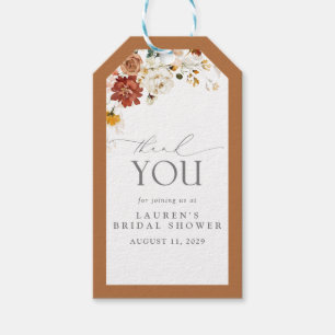 Etiqueta Para Presente Elegante Rust Orange Floral Chá de panela Pessoal