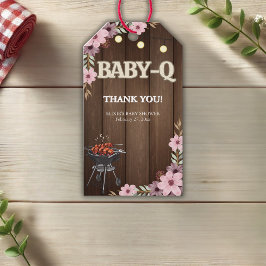 Etiqueta Para Presente Elegante Rustic Floral Baby-Q Grill Chá de fraldas