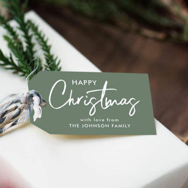 Etiqueta Para Presente Elegante Sage Green Christmas (Criador carregado)