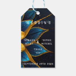 Etiqueta Para Presente Elegante Sapphire e Dourada Casamento Floral