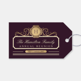 Etiqueta Para Presente Elegante Sindicato Anual da Família Dourada Burgun
