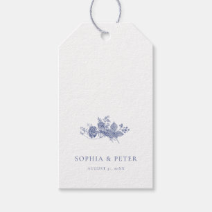 Etiqueta Para Presente Elegante Toile French Blue Floral Obrigado Etiquet