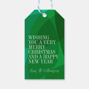 Etiqueta Para Presente Elegante Verde Festivo Natal Abstrato Personalizad