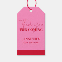 Etiqueta Para Presente Elegante Vermelho Rosa Quente Aniversário Gliter O