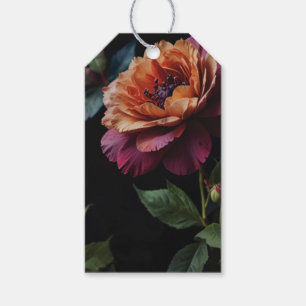 Etiqueta Para Presente Elegante vintage floral em tons de vermelho pêsseg