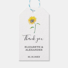 Etiqueta Para Presente Elegante Watercolor Girassol Obrigado Casamento