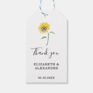 Etiqueta Para Presente Elegante Watercolor Girassol Obrigado Casamento