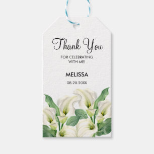 Etiqueta Para Presente Elegante White Calla Lily Floral Birthday