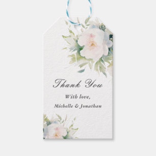 Etiqueta Para Presente Elegante White Floral Obrigado Bíblia De Casamento