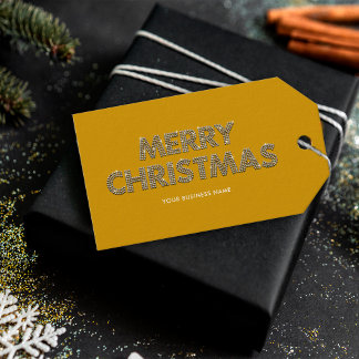 Etiqueta Para Presente Elegantes Diamantes Feliz Natal Amarelo Negócios