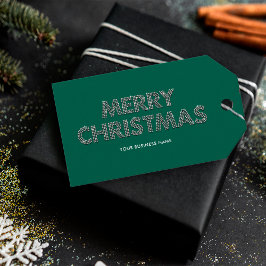 Etiqueta Para Presente Elegantes Diamantes Feliz Natal Empresarial Verde