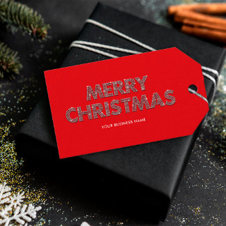 Etiqueta Para Presente Elegantes Diamantes Vermelho Feliz Natal Negócios