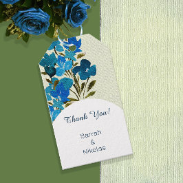 Etiqueta Para Presente Elegantes Flores Silvestres Aquarela Azul