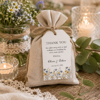 Etiqueta Para Presente Elegantes Flores Silvestres Rústicas Agradecimento