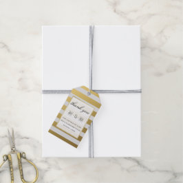 Etiqueta Para Presente Elegantes Listras de Ouro e Branco Agradecimento C