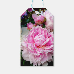 Etiqueta Para Presente Elegantes peônias florais rosa branco