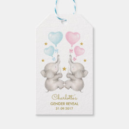 Etiqueta Para Presente Elephant Baby Gender Reveal Blue Pink Dourados Fav