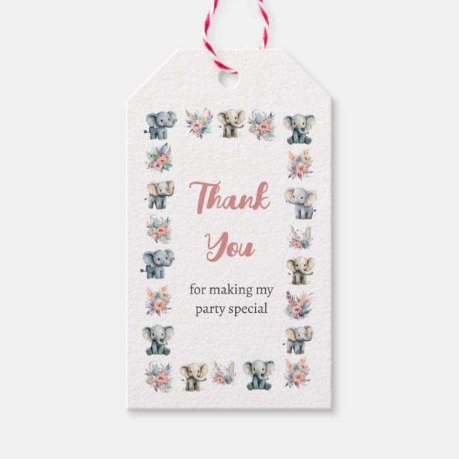 Etiqueta Para Presente Elephants & Boho Jungle Flowday (Frente)