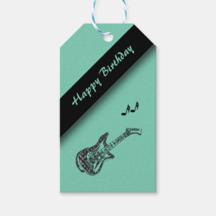 Etiqueta Para Presente Elétrica Guitar Happy Birthday Sea Green
