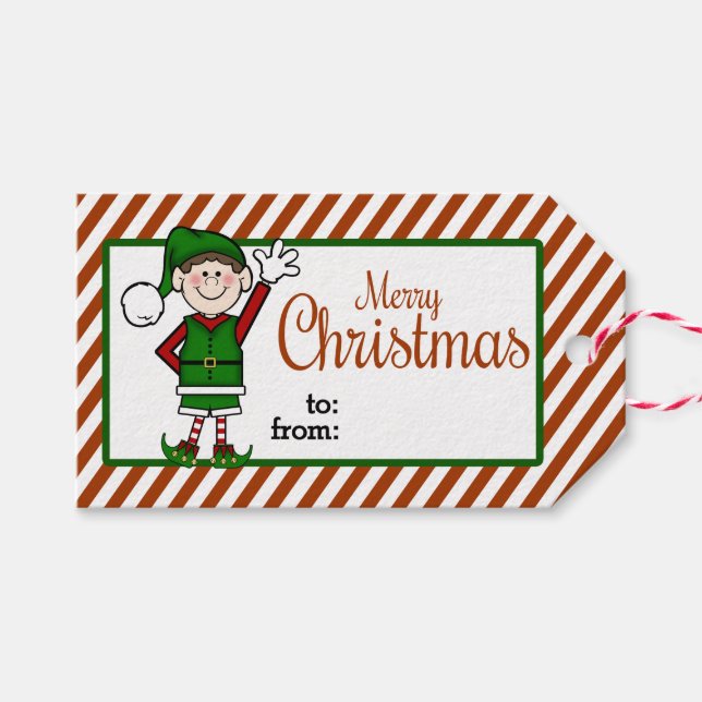 Etiqueta Para Presente Elf de Natal Bonito (Frente (horizontal))