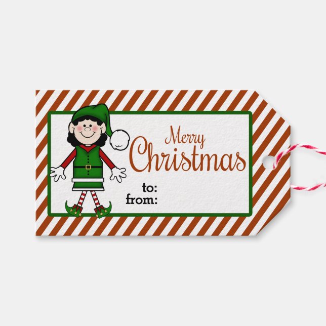 Etiqueta Para Presente Elf de Natal Bonito (Frente (horizontal))