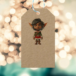 Etiqueta Para Presente Elf Kraft Gift Tags de Natal Quiet Girl