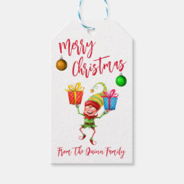 Etiqueta Para Presente Elfo do Papai Noel com Presentes Natal Feliz Féria