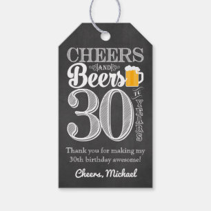 Etiqueta Para Presente Elogios e cervejas a 30 anos de Tag do presente